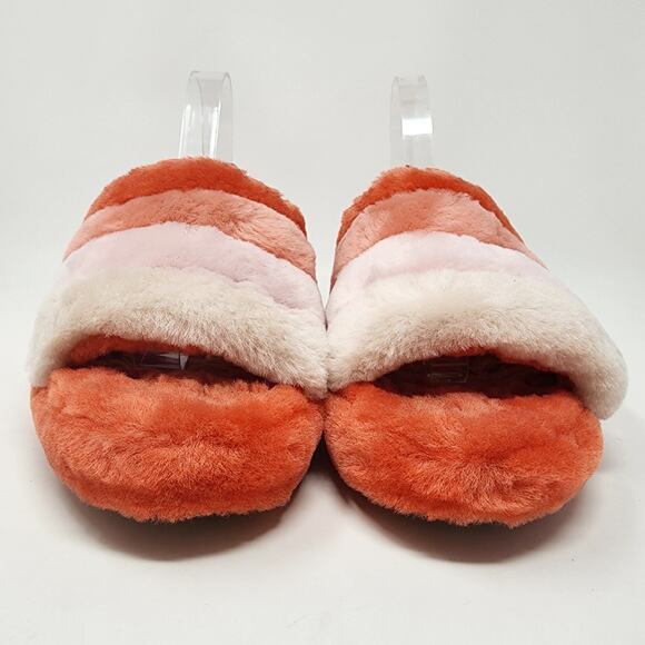 UGG Women's Fluffy Red and White Sandals - Picture 5 of 12